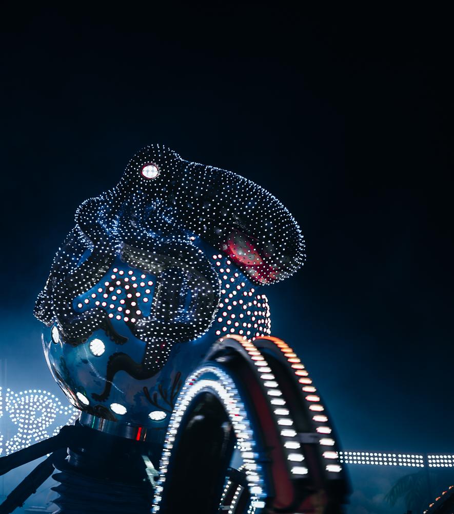 LED-Kostüm Performance bei Nacht